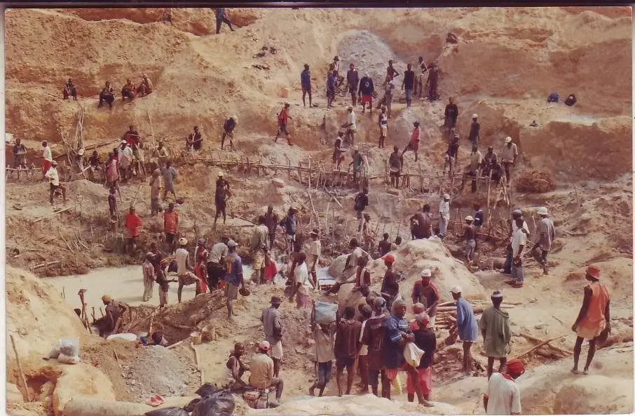 Artisanal gold mining site in Sierra Leone